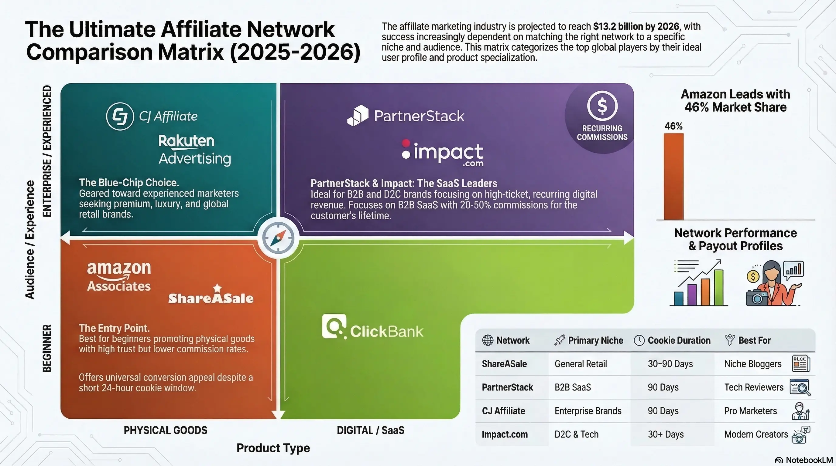 The major affiliate network comparison matrix